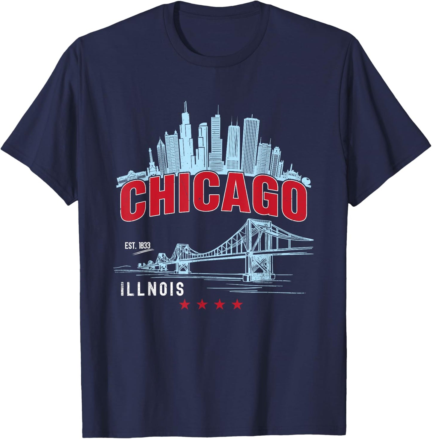The Windy City | Vintage Chicago Illinois est. 1833 T-Shirt - T-Shirt | Navy