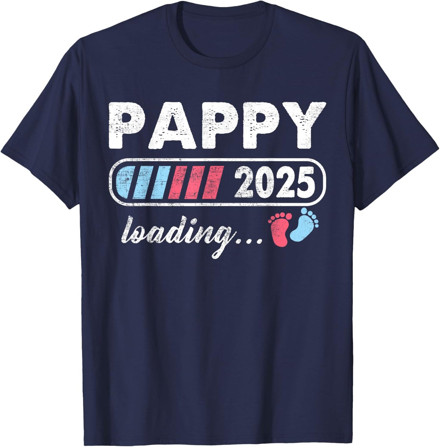 Pappy 2025 Loading a Girl or a Boy Baby Announcement T-Shirt - T-Shirt | Navy