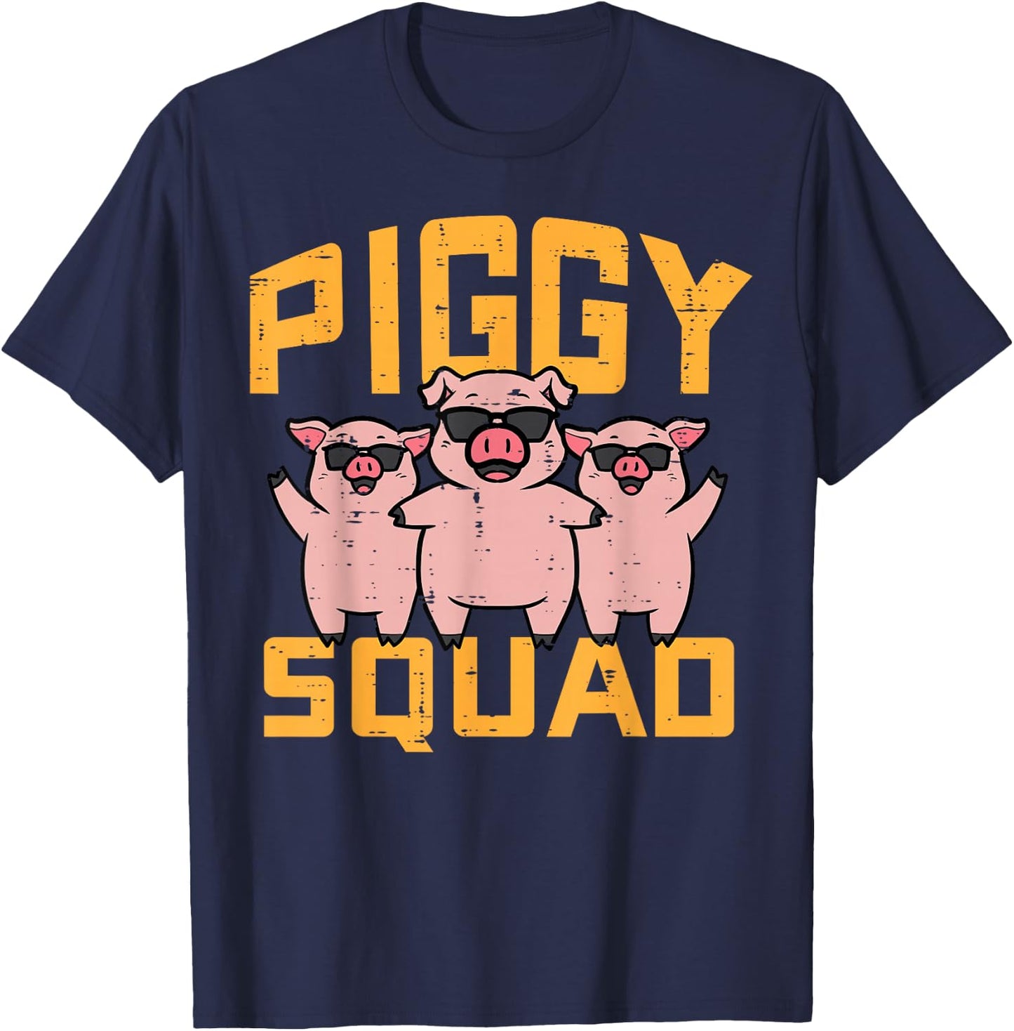 Pig Lover Piggy Squad Hog Farmer Crew Swine Women Men Kids T-Shirt - T-Shirt | Navy