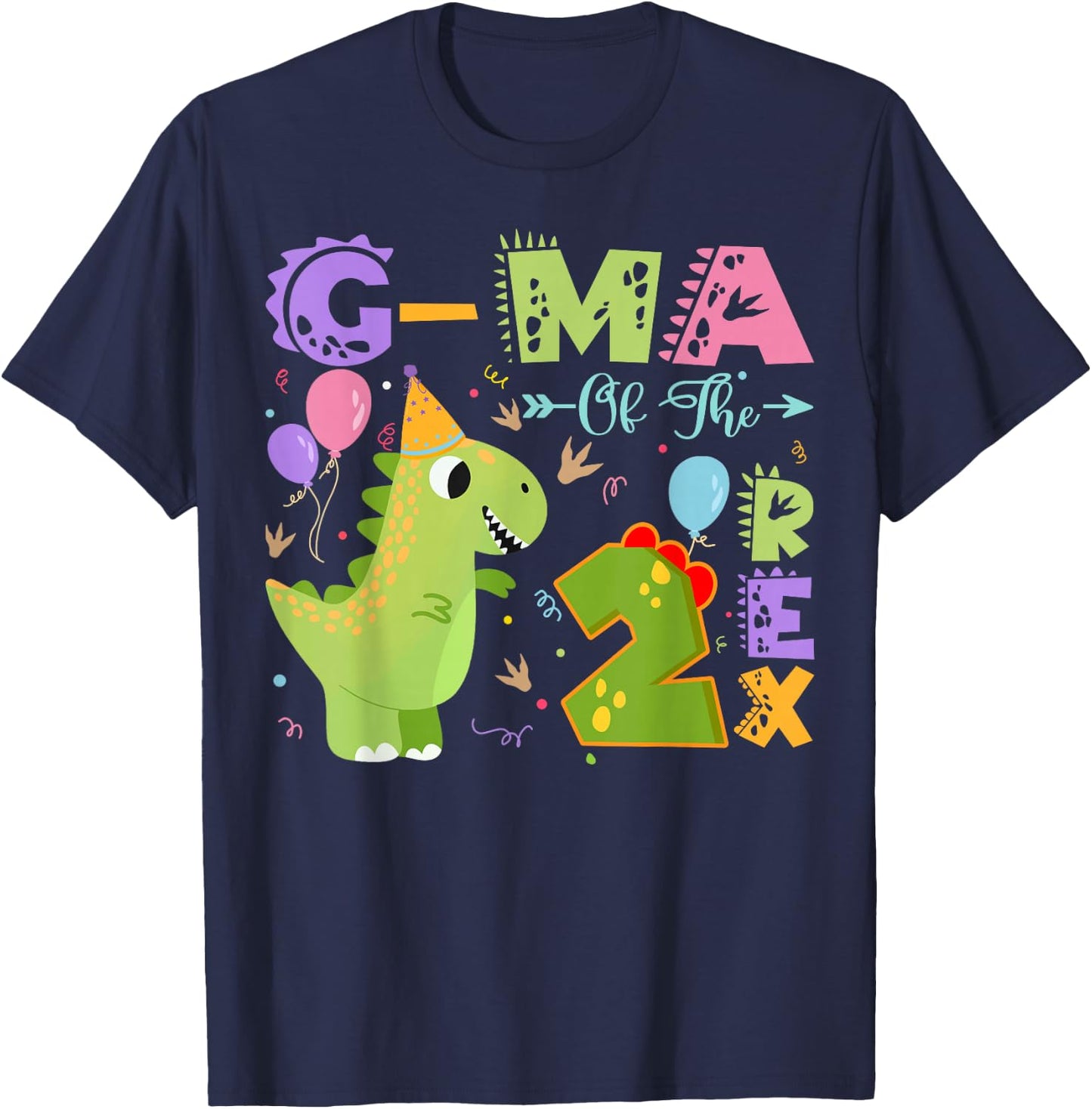 G-ma Of The Two Rex 2Nd Birthday Dinosaur Party T-Shirt - T-Shirt | Navy