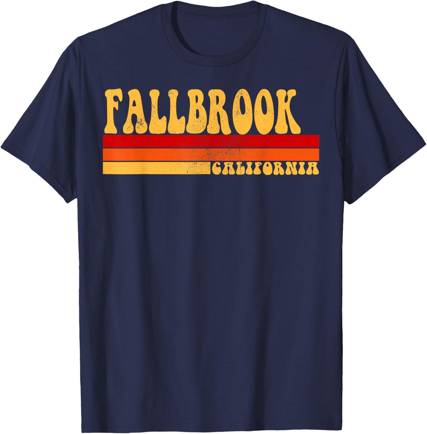 FALLBROOK California City Vintage Roots Retro Design 70s 80s T-Shirt - T-Shirt | Navy