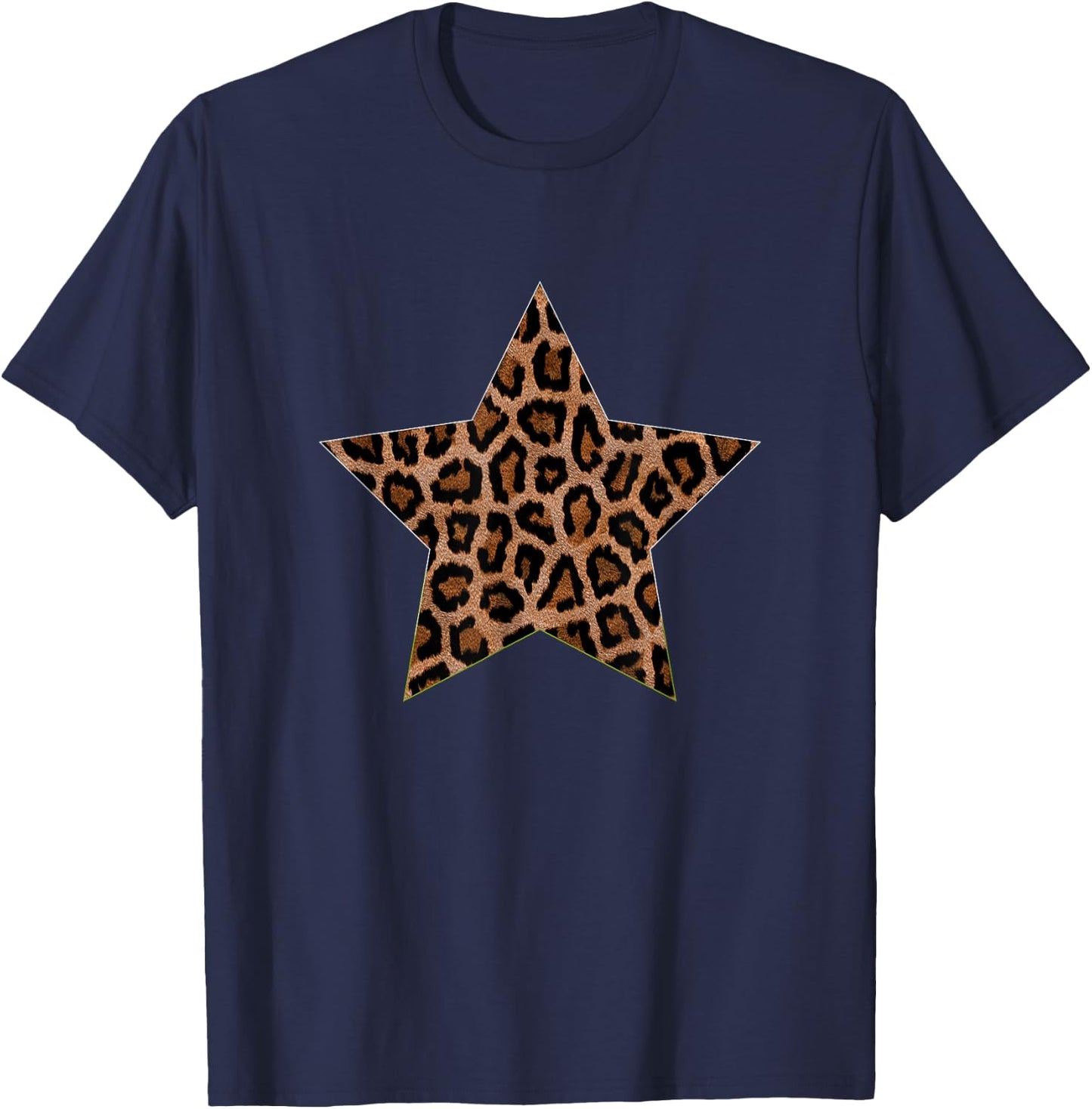 Star Shape - Cute Cheetah Leopard Print Graphic T-Shirt - T-Shirt | Navy