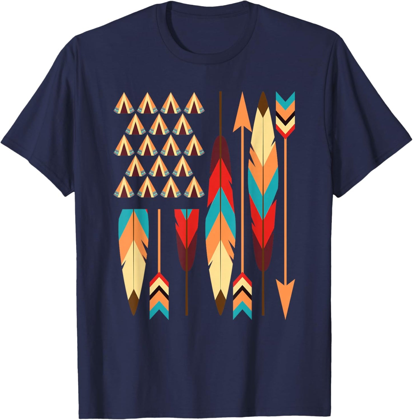 Native American Pride USA Flag T-Shirt - T-Shirt | Navy