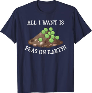 Peas on Earth cute Peace on Earth funny Earth Day design gag T-Shirt - T-Shirt | Navy