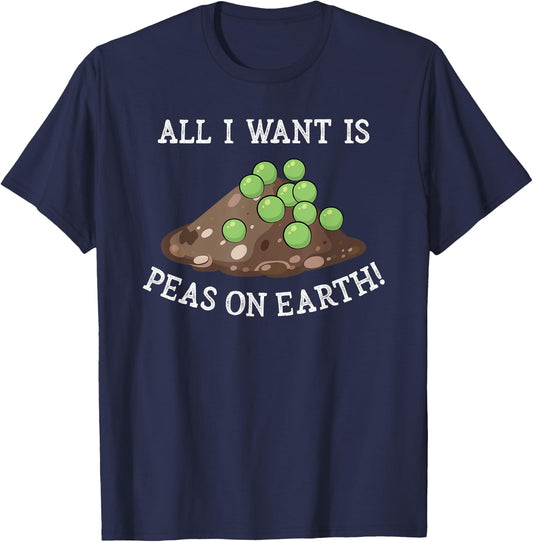 Peas on Earth cute Peace on Earth funny Earth Day design gag T-Shirt - T-Shirt | Navy