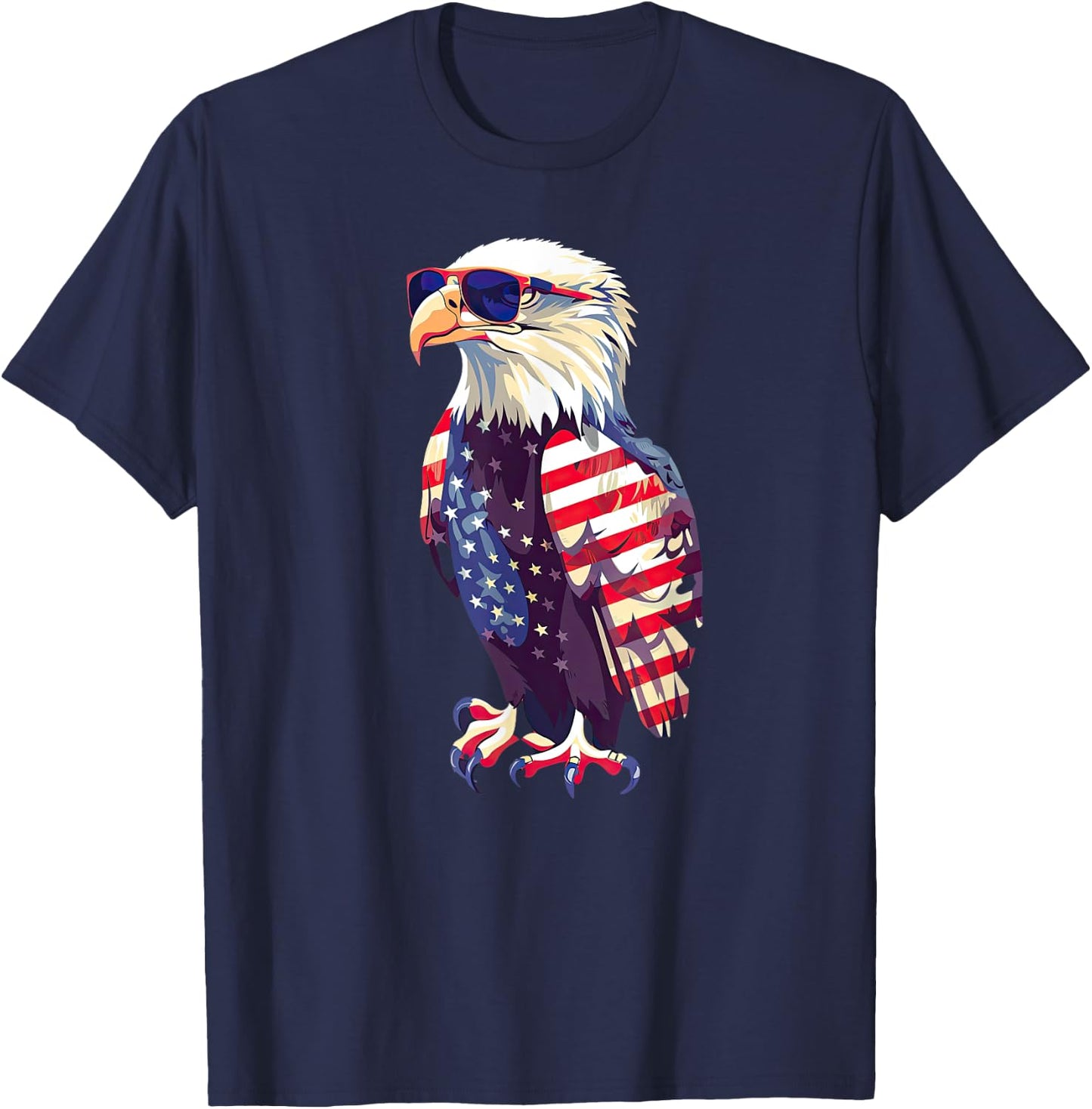 American Bald Eagle, American Flag, Cool Girls Kids Men T-Shirt - T-Shirt | Navy