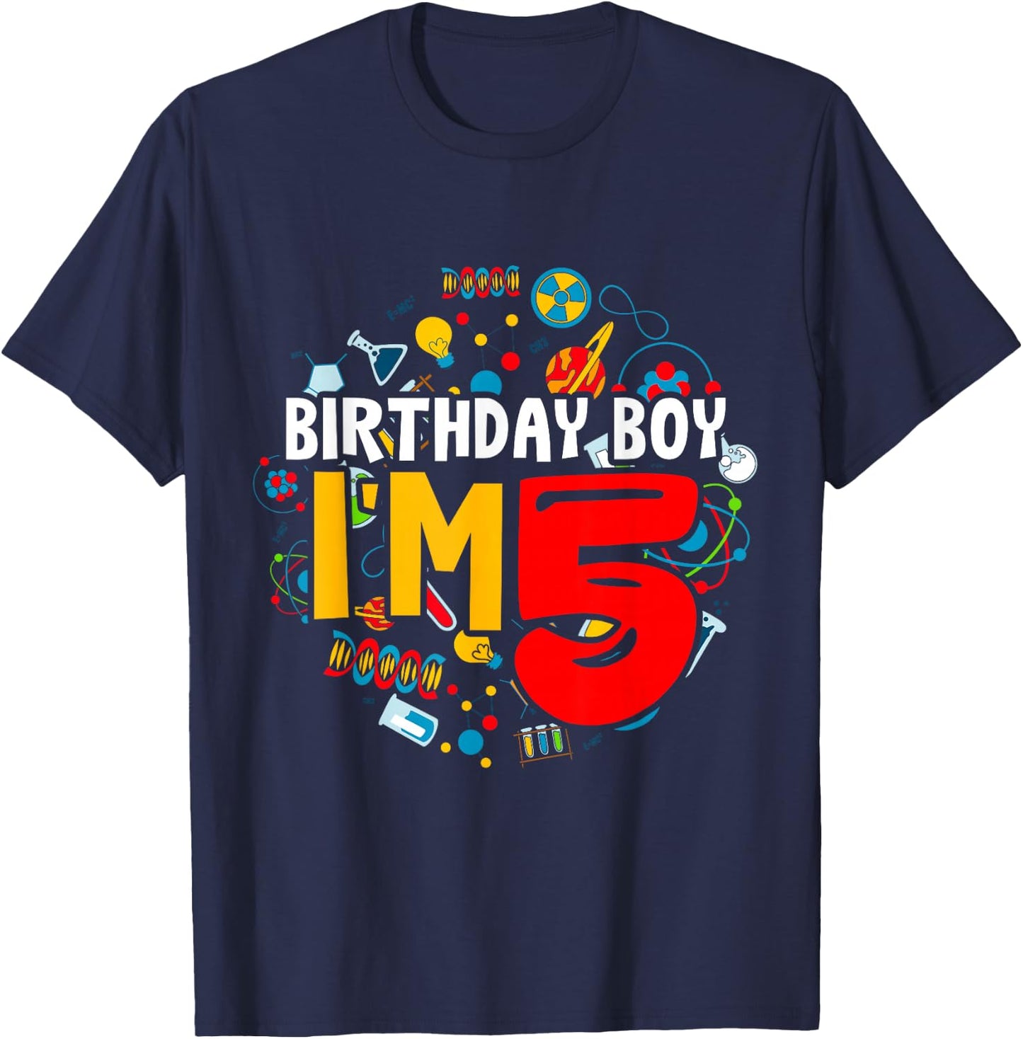 Kids Birthday Boy I'm 5 Years Old Gifts Toddler 5th Birthday T-Shirt - T-Shirt | Navy