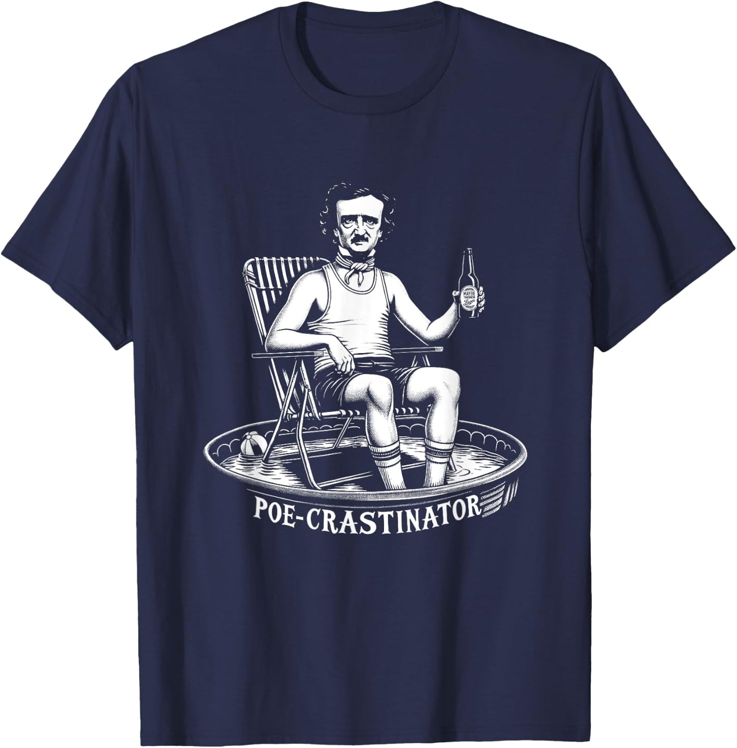 Edgar Allan Poe Funny Poe-crastinator T-Shirt - T-Shirt | Navy
