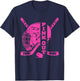 Pink Out Breast Cancer Awareness Ice Hockey Pink Ribbon T-Shirt - T-Shirt | Navy
