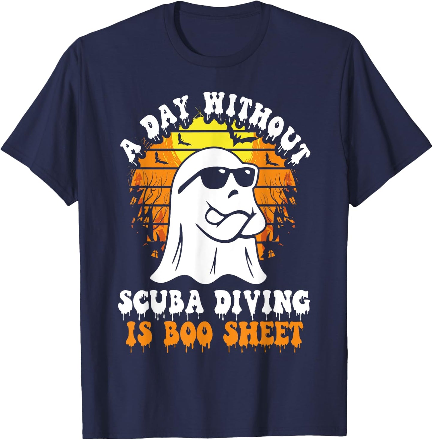 A Day Without Scuba Diving Is Boo Sheet Funny Halloween T-Shirt - T-Shirt | Navy