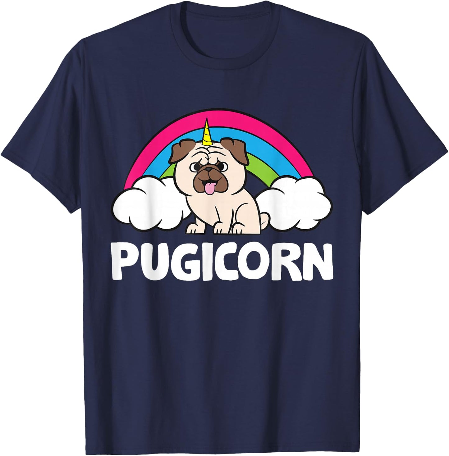 Pugicorn Funny Unicorn Pug Dog T-Shirt - T-Shirt | Navy