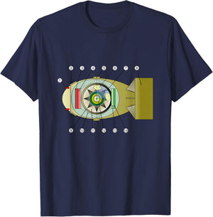 Fat Man - Nuke Bomb Diagram - Nuclear Warhead Missile T-Shirt - T-Shirt | Navy