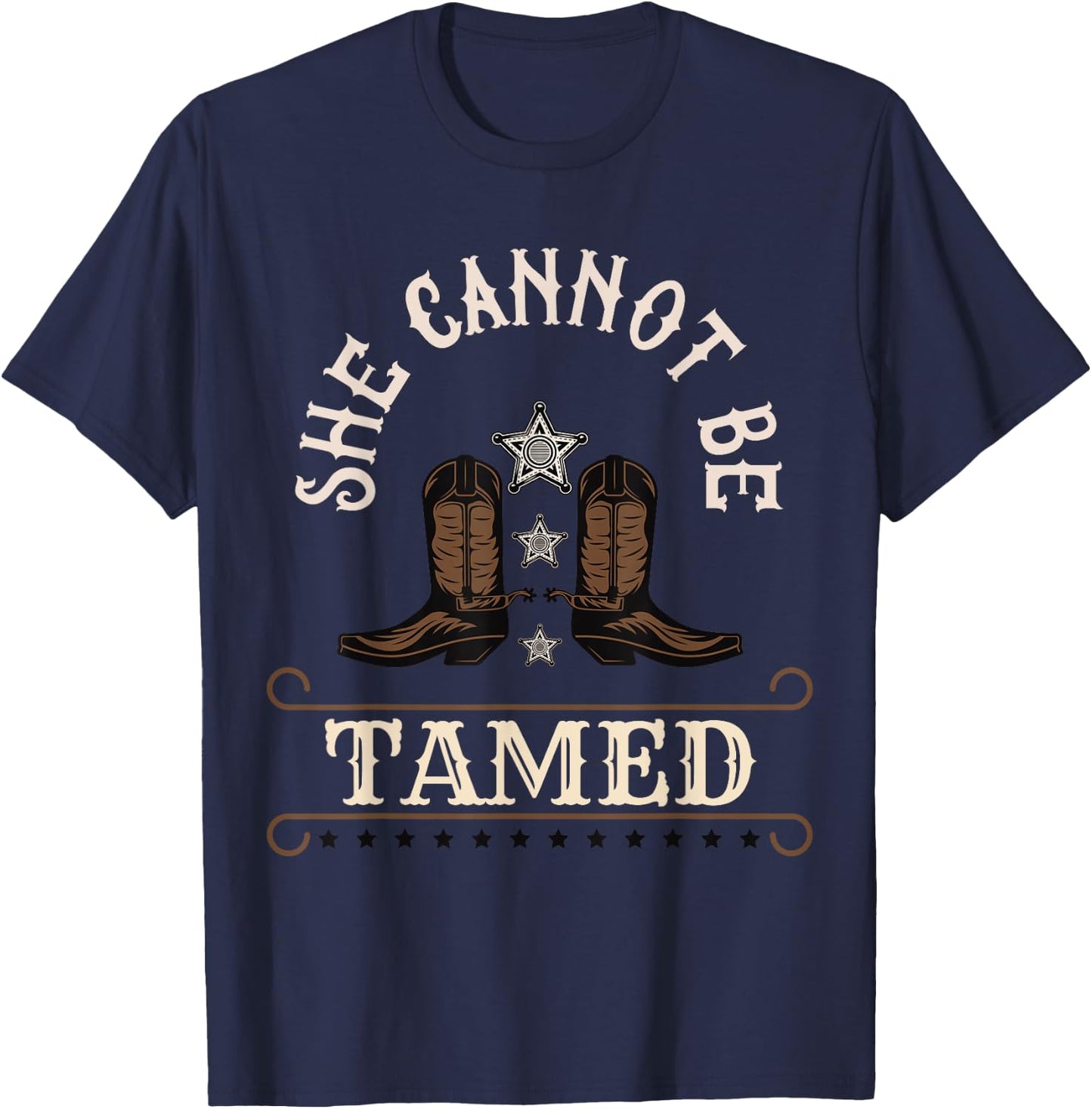 Funny She Cannot Be Tamed Cowgirl Country Girls T-Shirt - T-Shirt | Navy