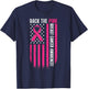 Back The Pink American Flag Breast Cancer Awareness Ribbon T-Shirt - T-Shirt | Navy