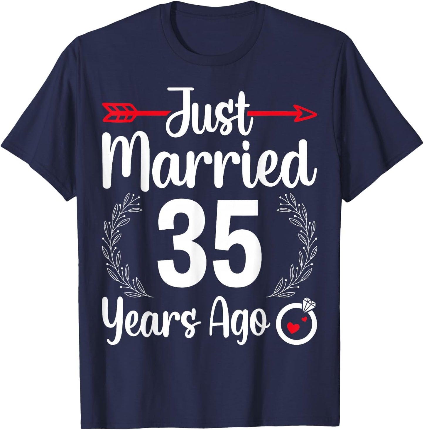 Just Married 35 Years Ago - Husband Wife 35th Anniversary T-Shirt - T-Shirt | Navy