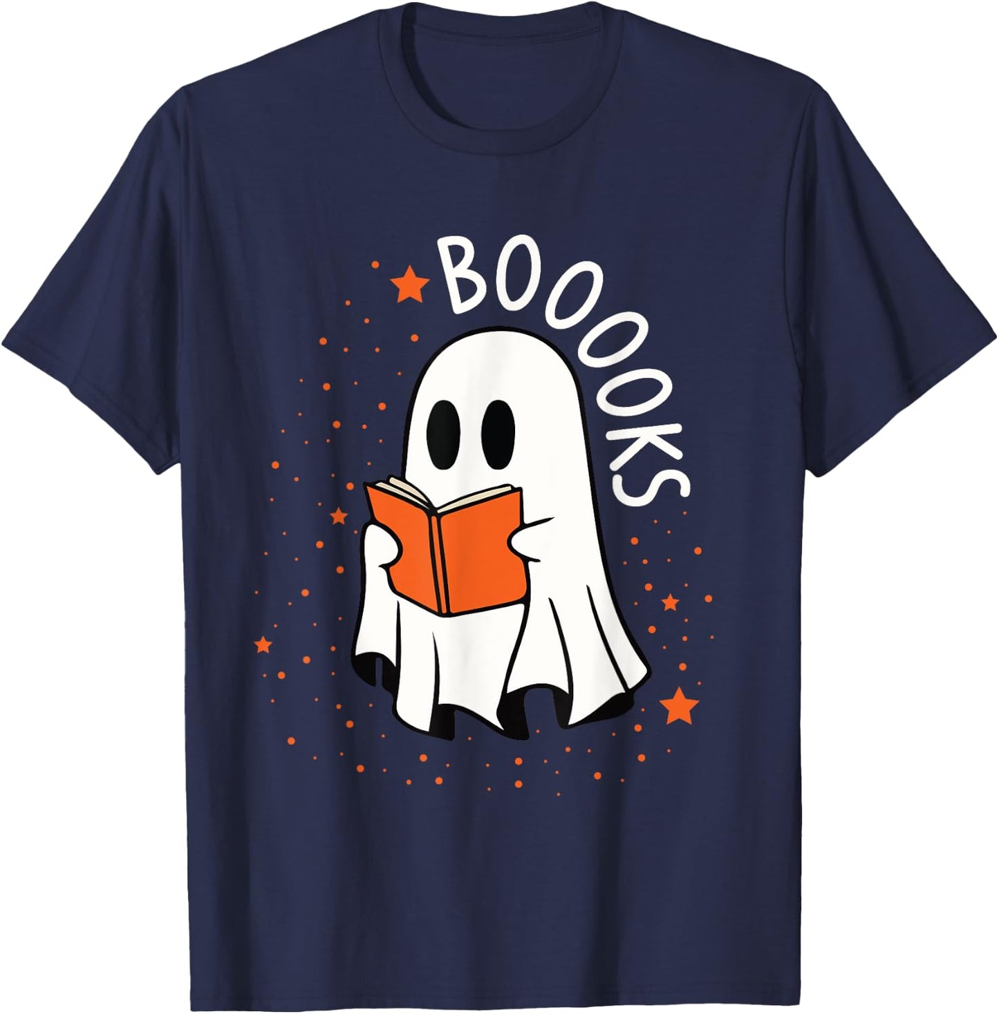 Ghost Reading Books Boooks Halloween Teacher Boook Women Kids T-Shirt - T-Shirt | Navy