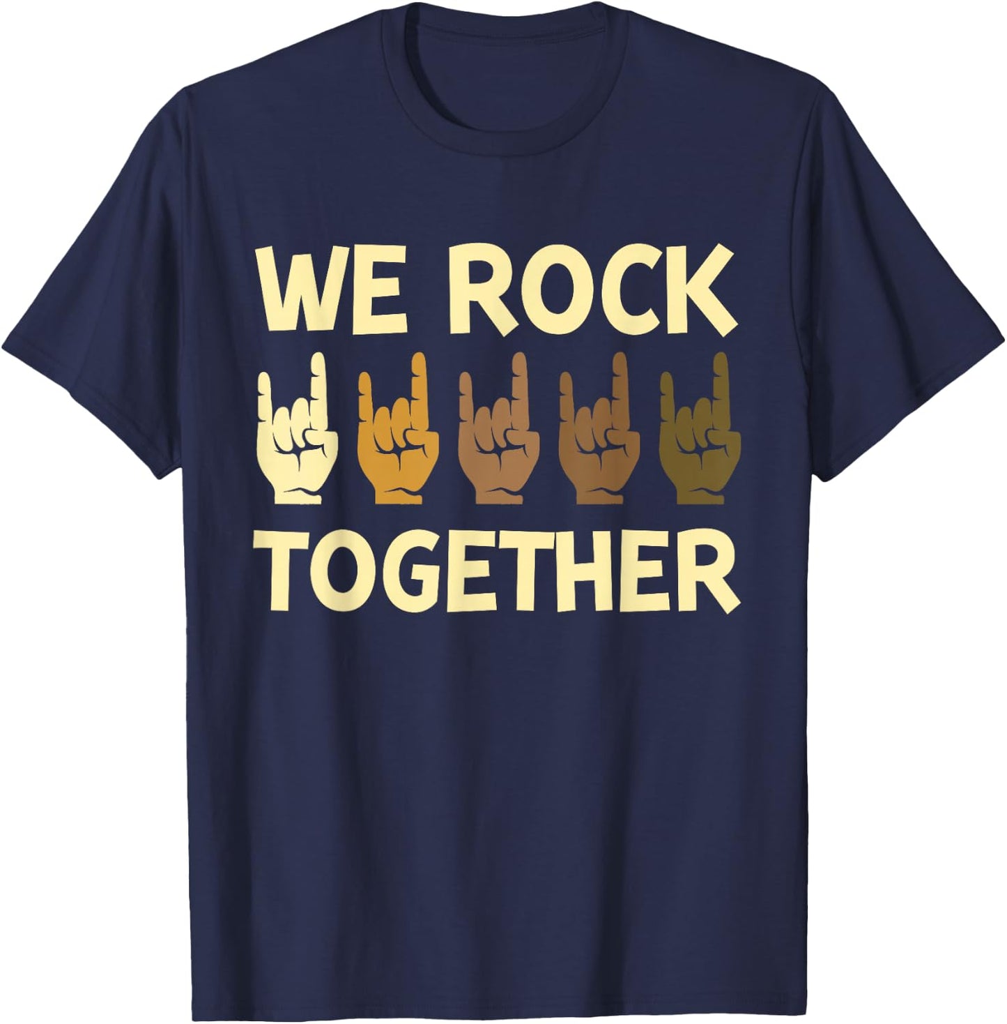 Funny We Rock Together Hands Rock Lovers T-Shirt - T-Shirt | Navy