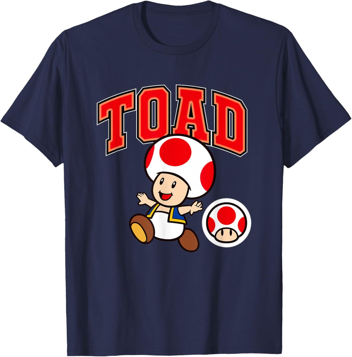 Super Mario Toad Big Character Collegiate Style T-Shirt - T-Shirt | Navy