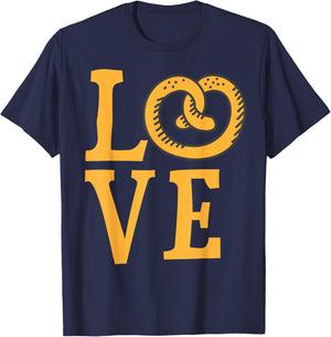I Love Soft Pretzels Trendy Foodie Food Pretzel Lover Gift T-Shirt - T-Shirt | Navy