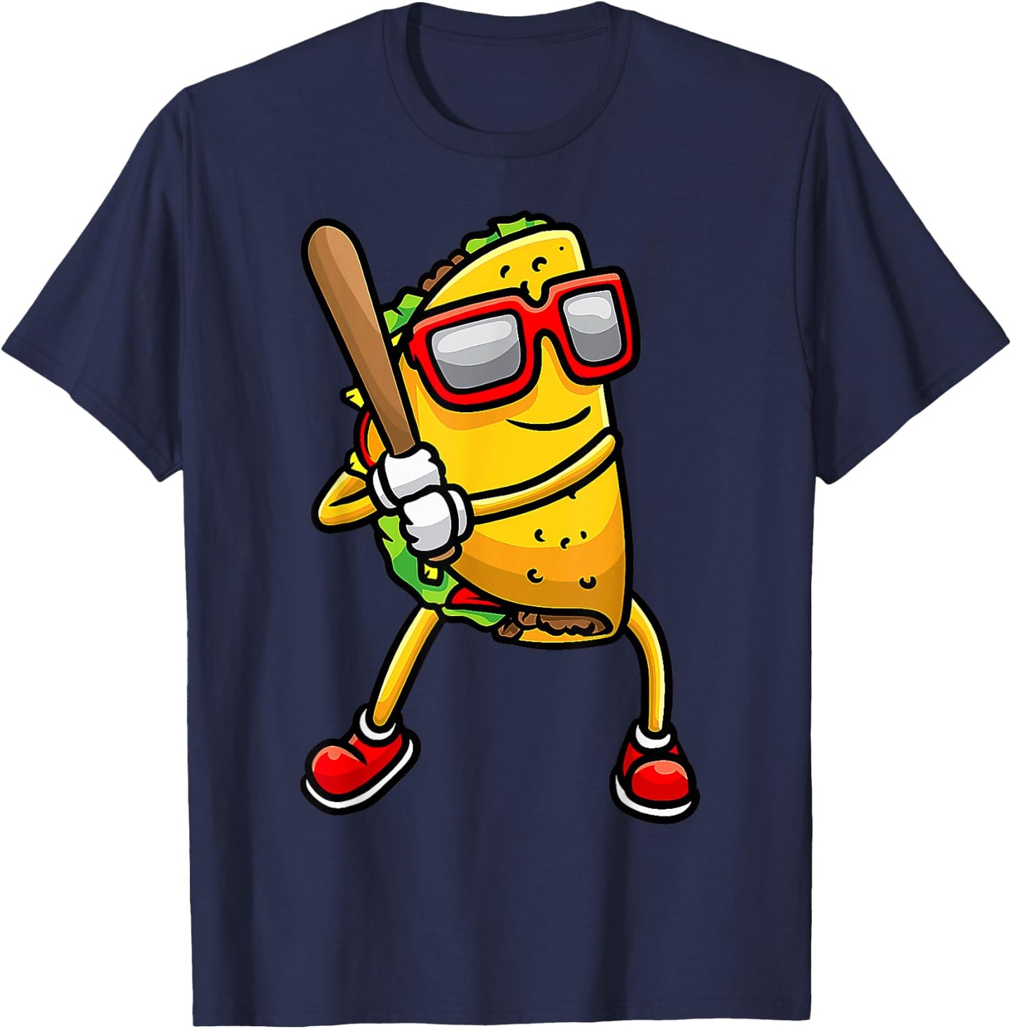 Taco Playing Baseball Mexican Cinco De Mayo Kids Men T-Shirt - T-Shirt | Navy