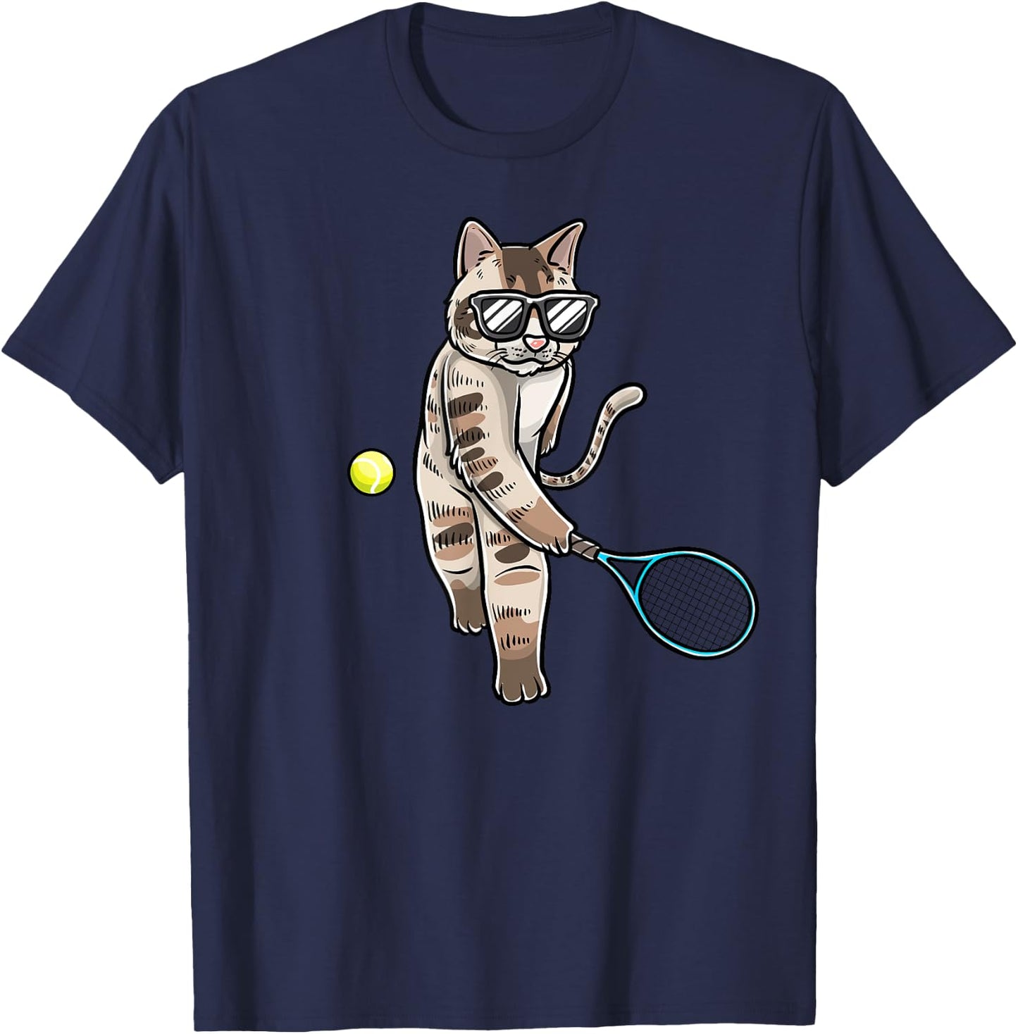 Funny Tennis Cat T-Shirt - T-Shirt | Navy