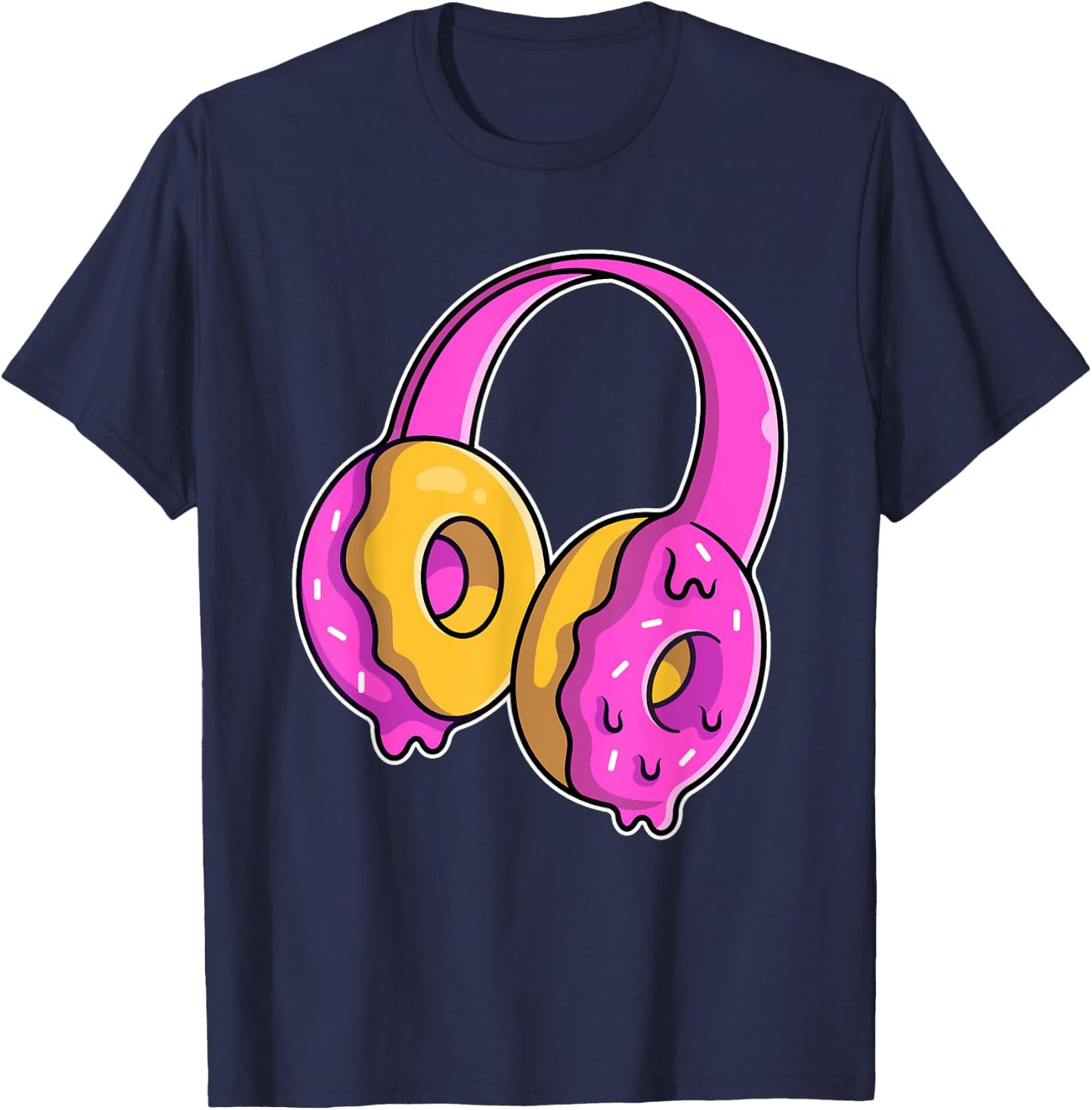 Donuts as headphones for DJ and music T-Shirt - T-Shirt | Navy