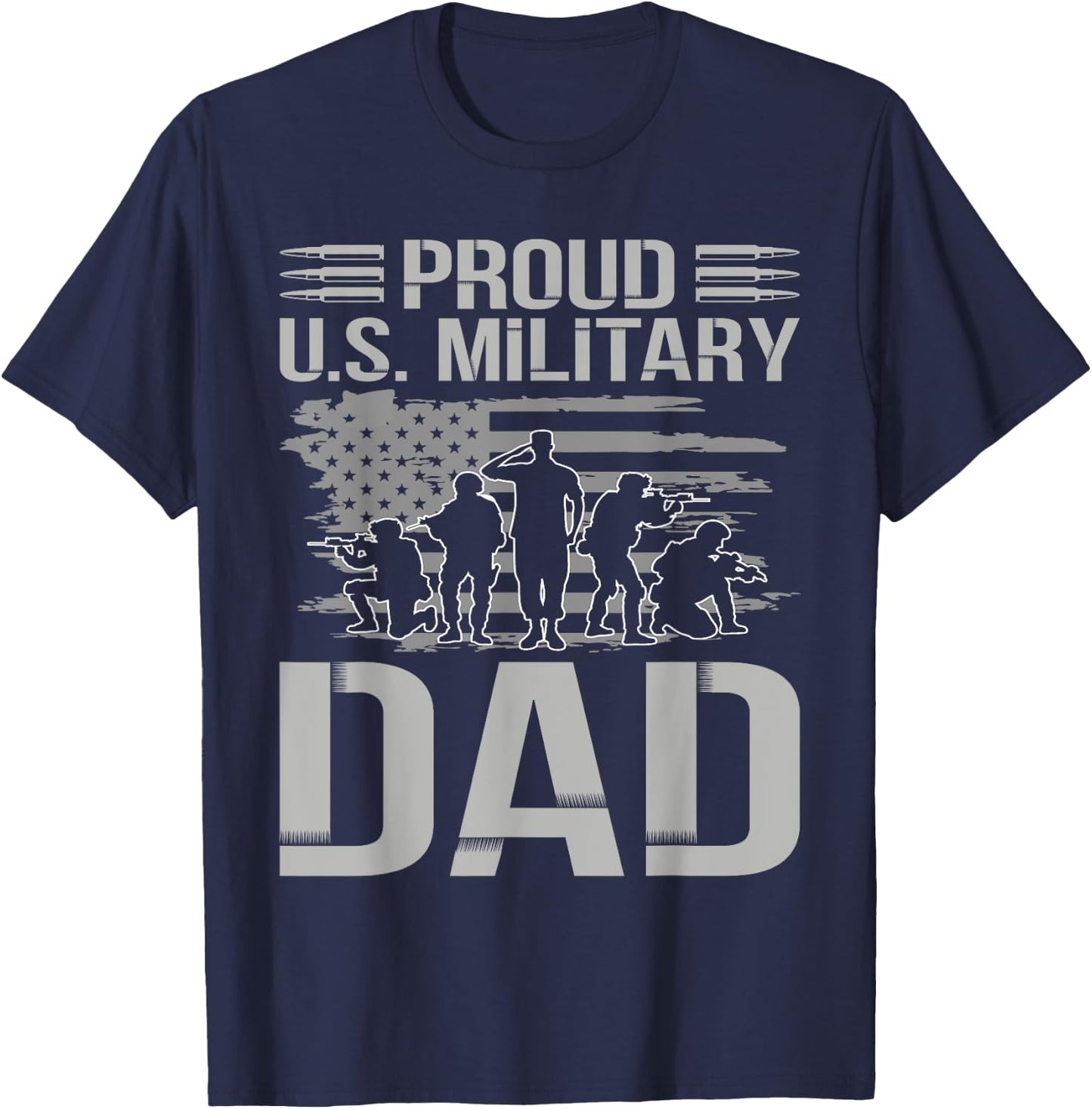 Proud U.s. Military Dad Father's Day For Dad Grandpa Veteran T-Shirt - T-Shirt | Navy