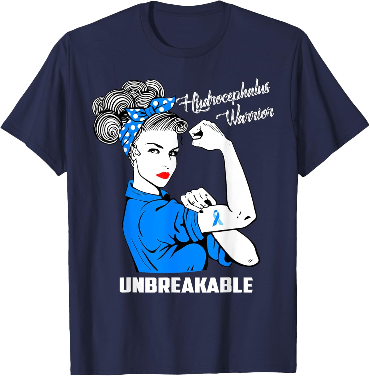 Hydrocephalus Warrior Unbreakable Awareness Gift T-Shirt - T-Shirt | Navy