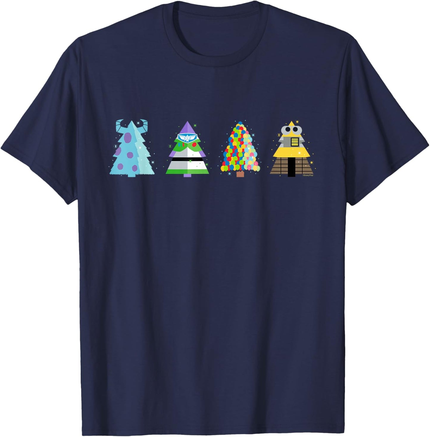 Disney and Pixar Holiday Character Christmas Trees T-Shirt - T-Shirt | Navy