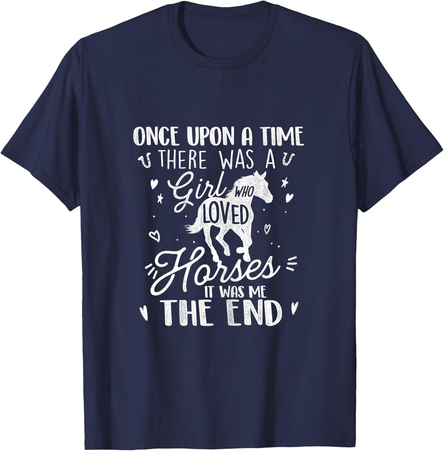 A Girl Who Loved Horses - Horse Lover Equestrian Horse Rider T-Shirt - T-Shirt | Navy