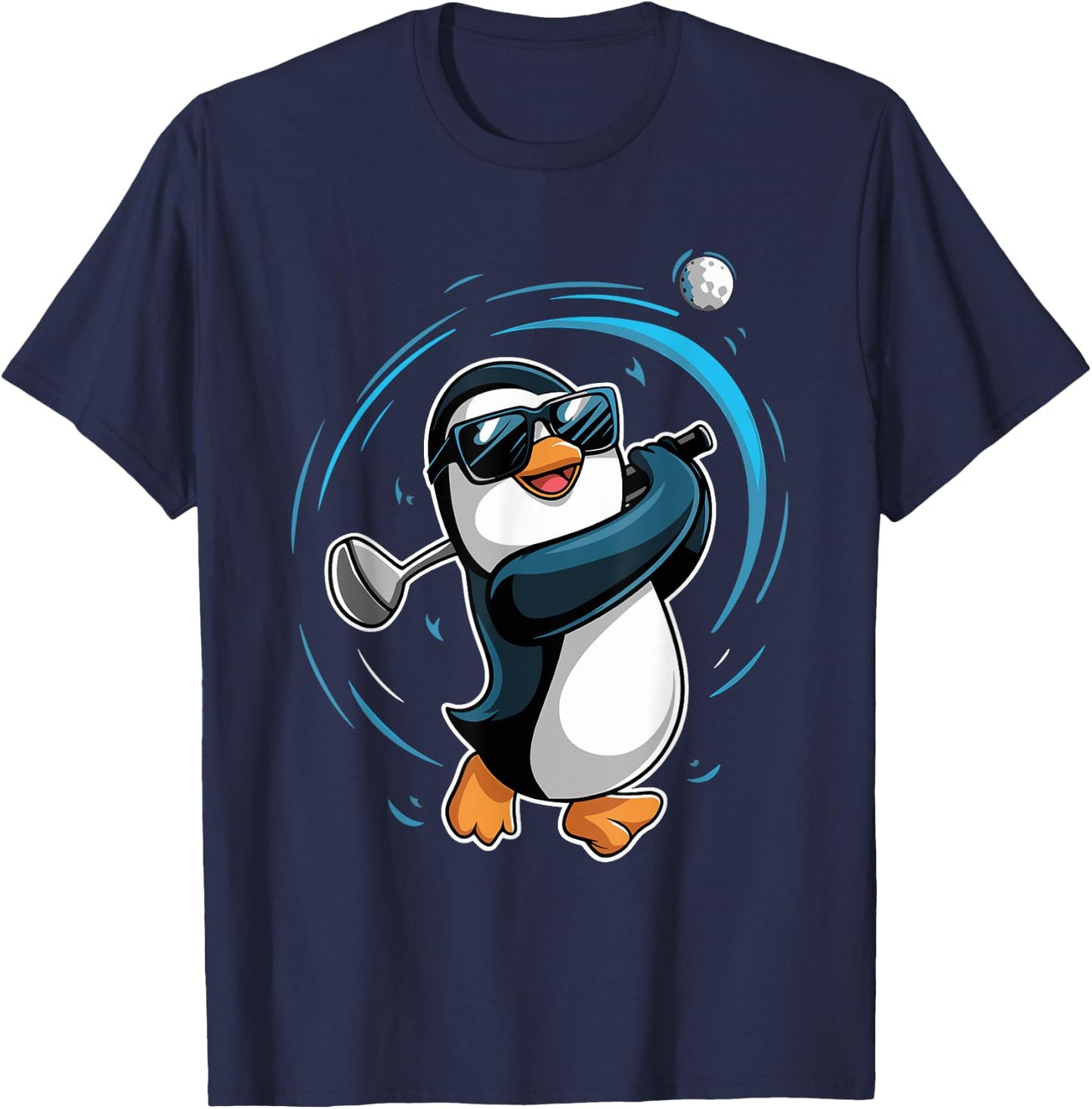 Penguin Playing Golf Sport Animal Cute Penguin Golfer T-Shirt - T-Shirt | Navy