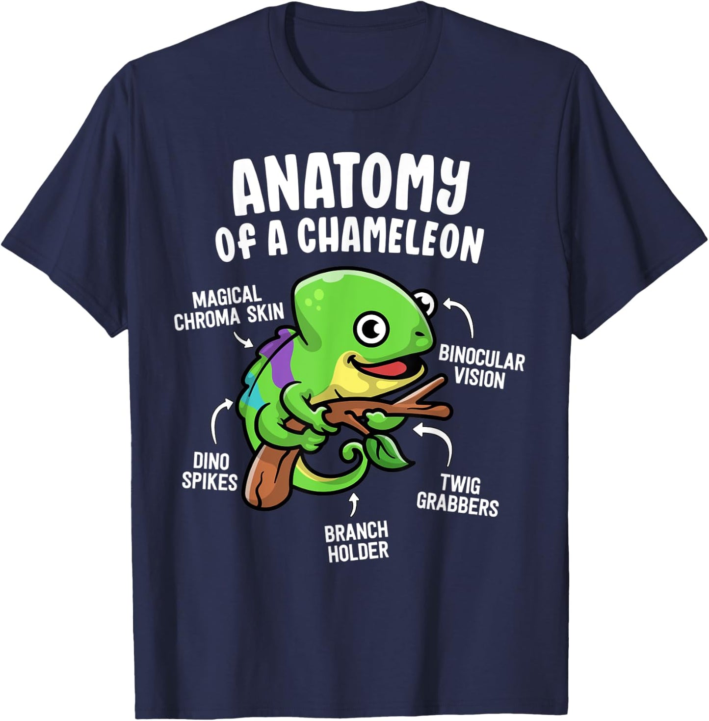 Anatomy Of A Chameleon Funny Reptile Lover Pet Lizard T-Shirt - T-Shirt | Navy