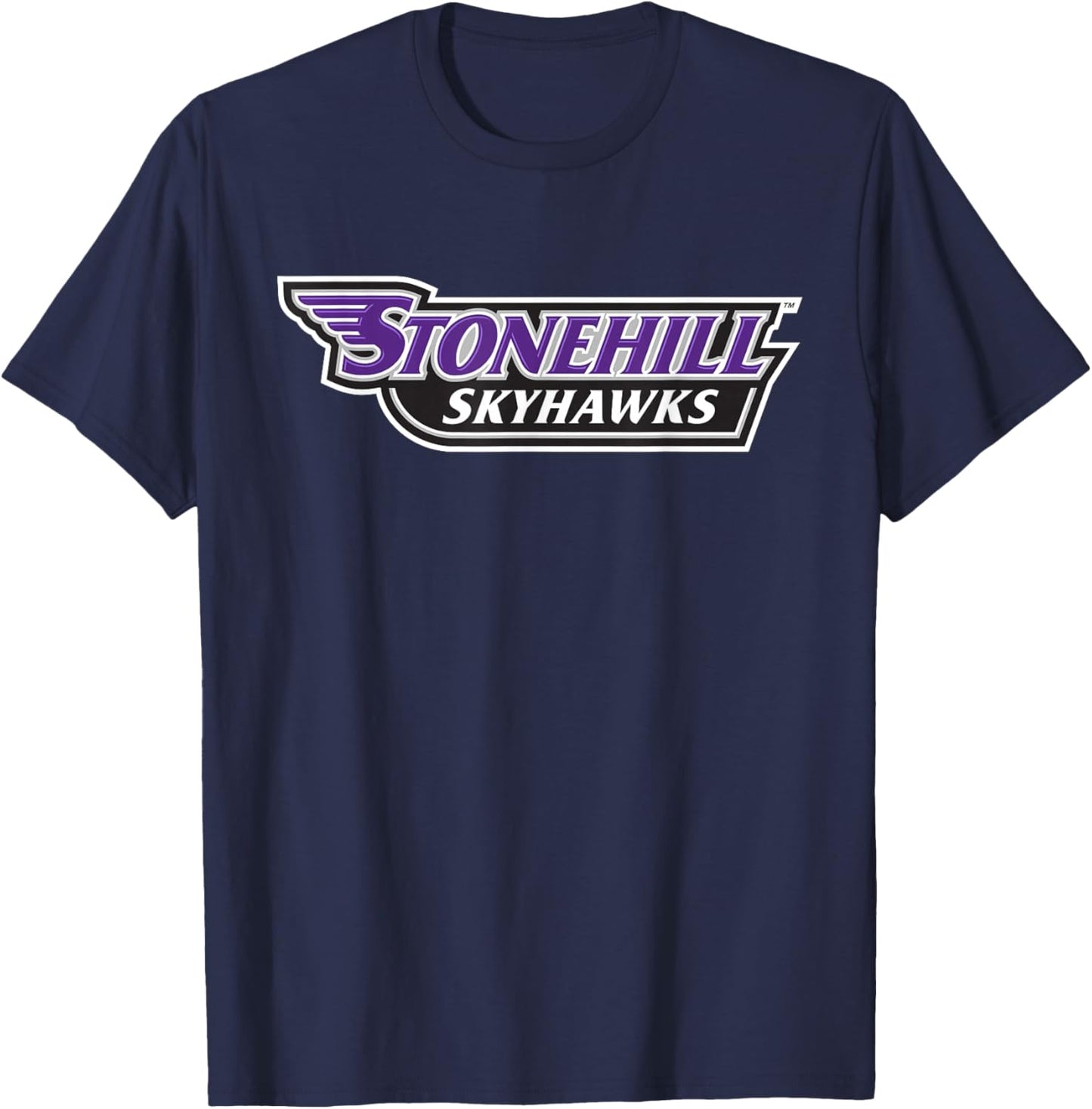 Stonehill College Skyhawks Text Logo T-Shirt - T-Shirt | Navy