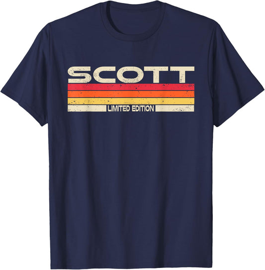 Scott Surname Birthday Family Reunion 80s 90s Sunset T-Shirt - T-Shirt | Navy