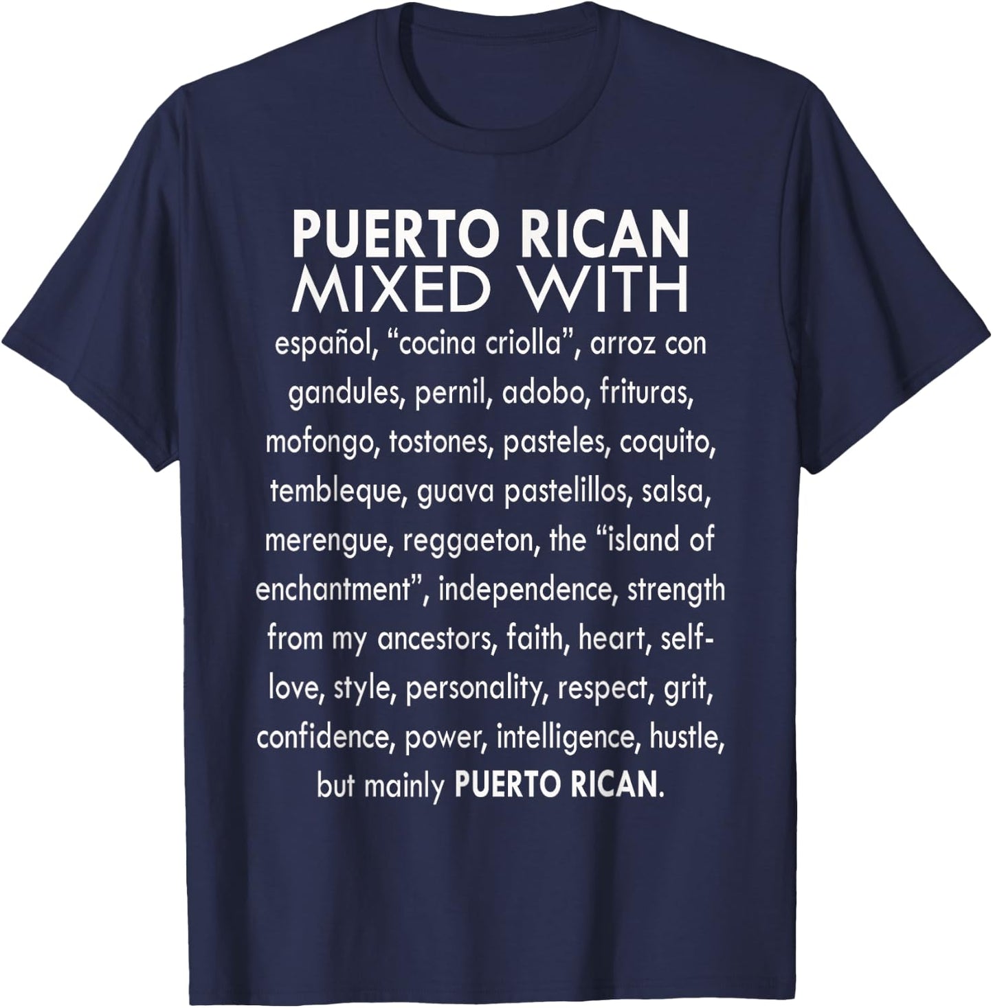 Funny Puerto Rican Mixed With Sarcasm Humor Saying Quote T-Shirt - T-Shirt | Navy