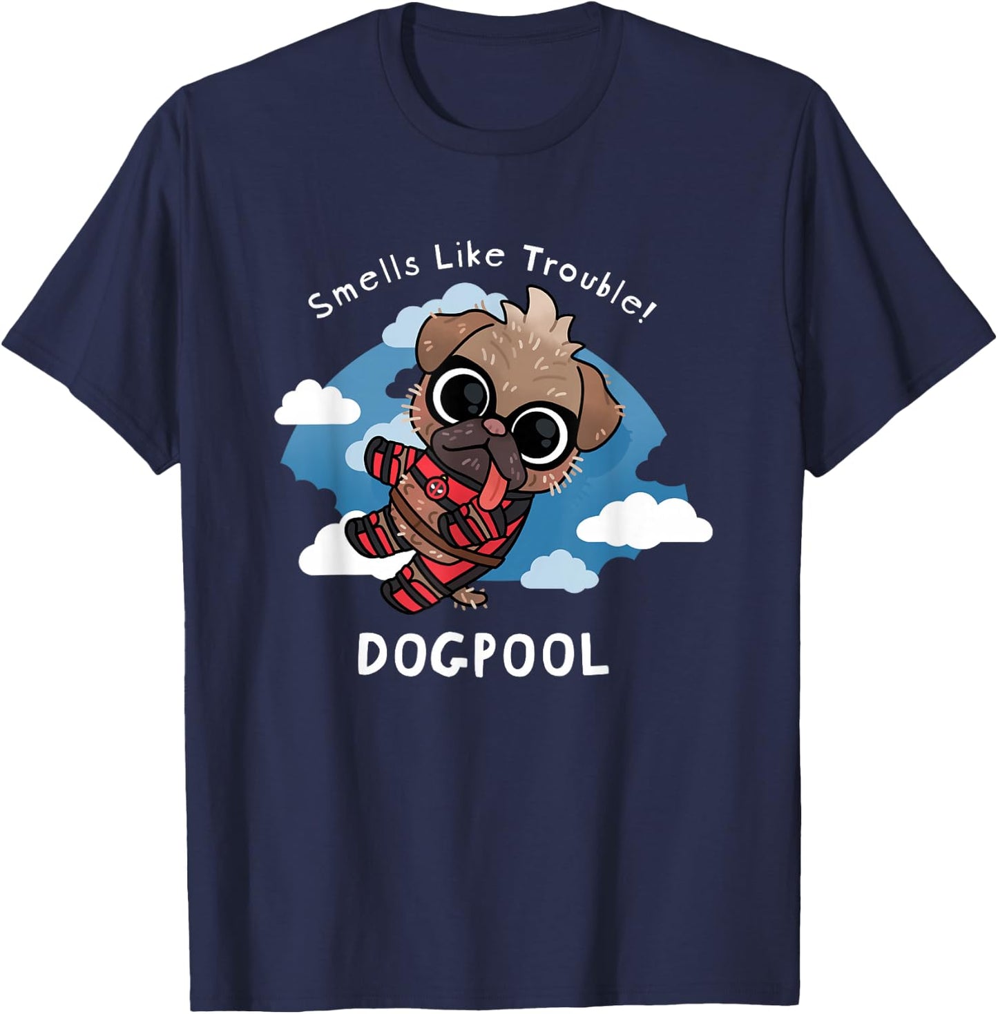 Marvel Deadpool & Wolverine Dogpool Smells Like Trouble T-Shirt - T-Shirt | Navy