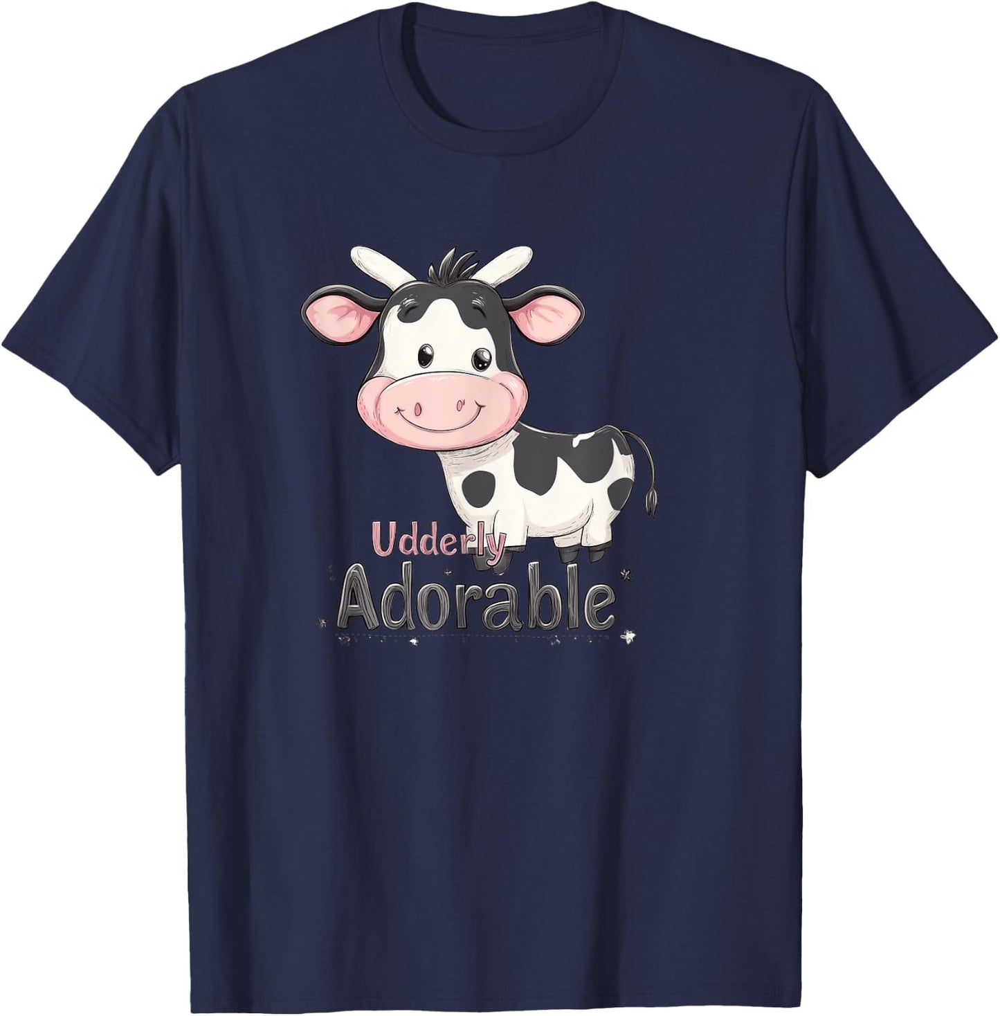 Adorable Cow Cute Farm Animal T-Shirt - T-Shirt | Navy