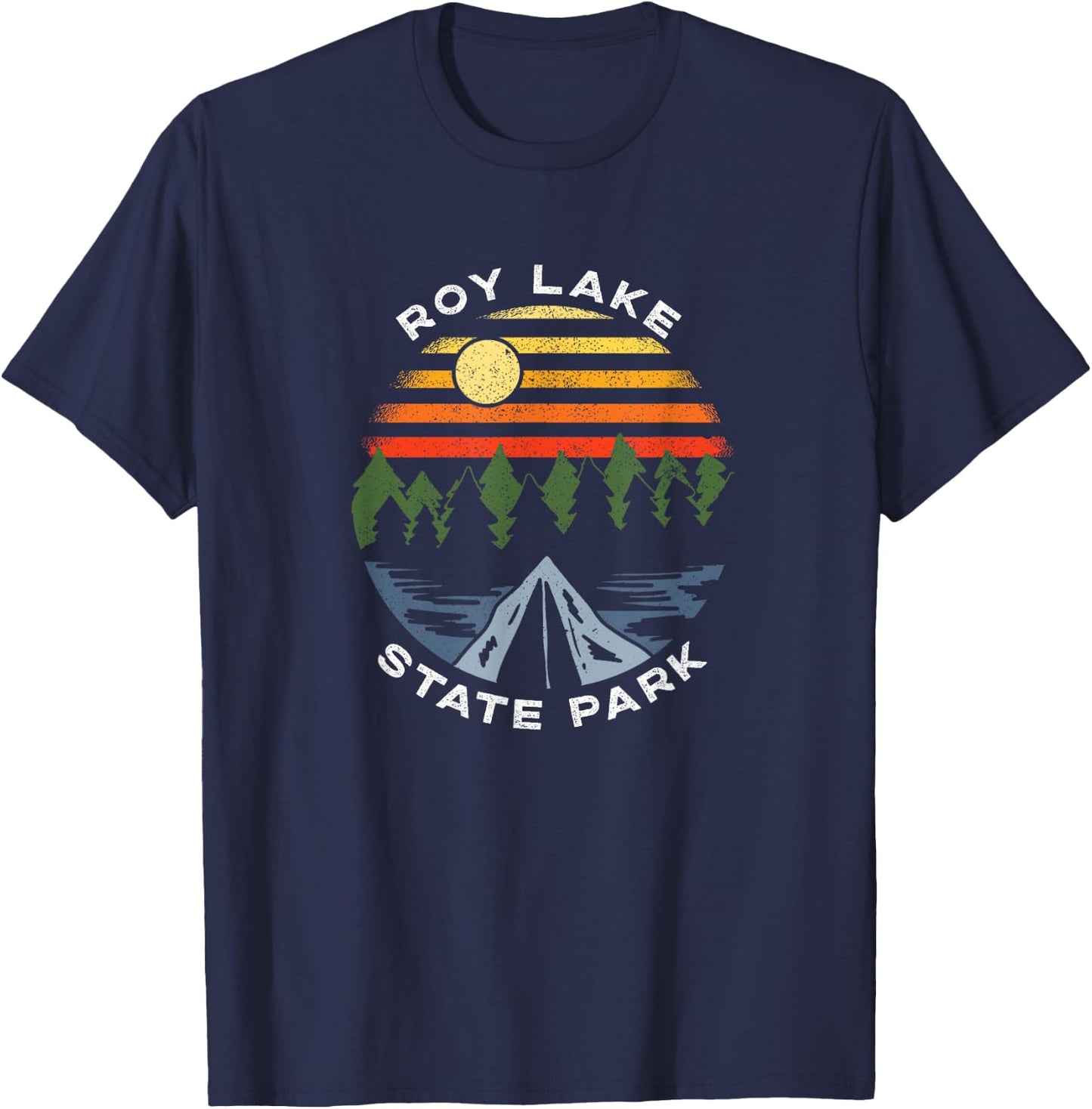 Roy Lake State Park South Dakota Sunrise Camping Vacation T-Shirt - T-Shirt | Navy