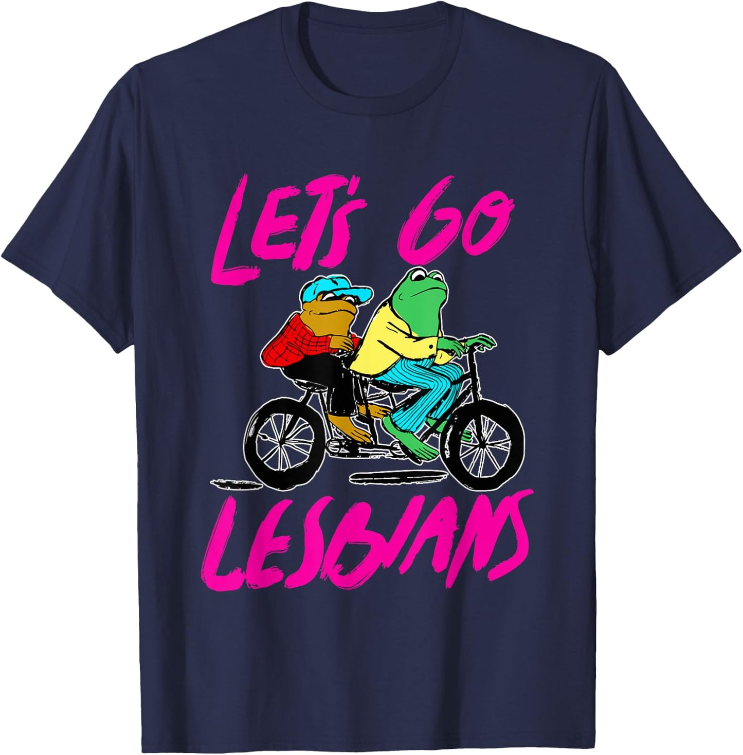 Let's Go Lesbians Frog Howdy Lesbian Design T-Shirt - T-Shirt | Navy