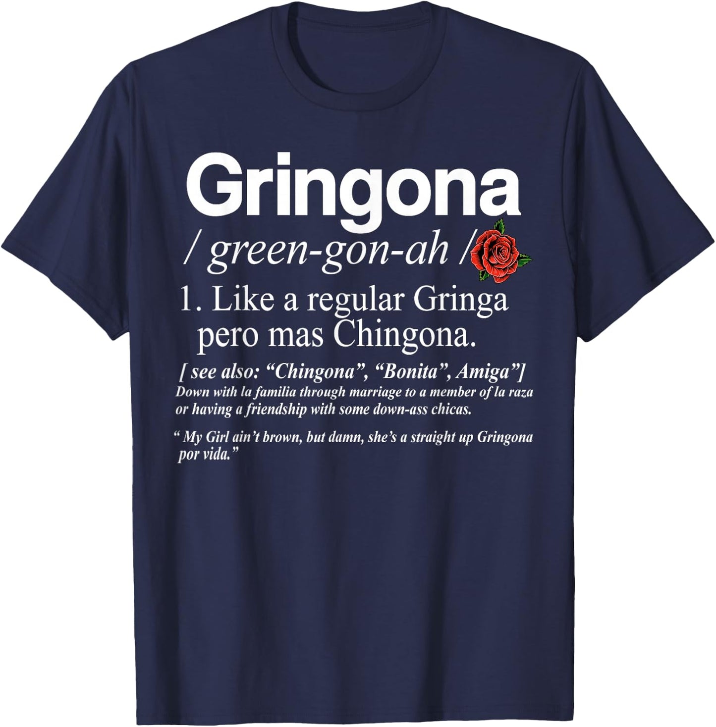Gringona Definiton , Small, Black T-Shirt - T-Shirt | Navy