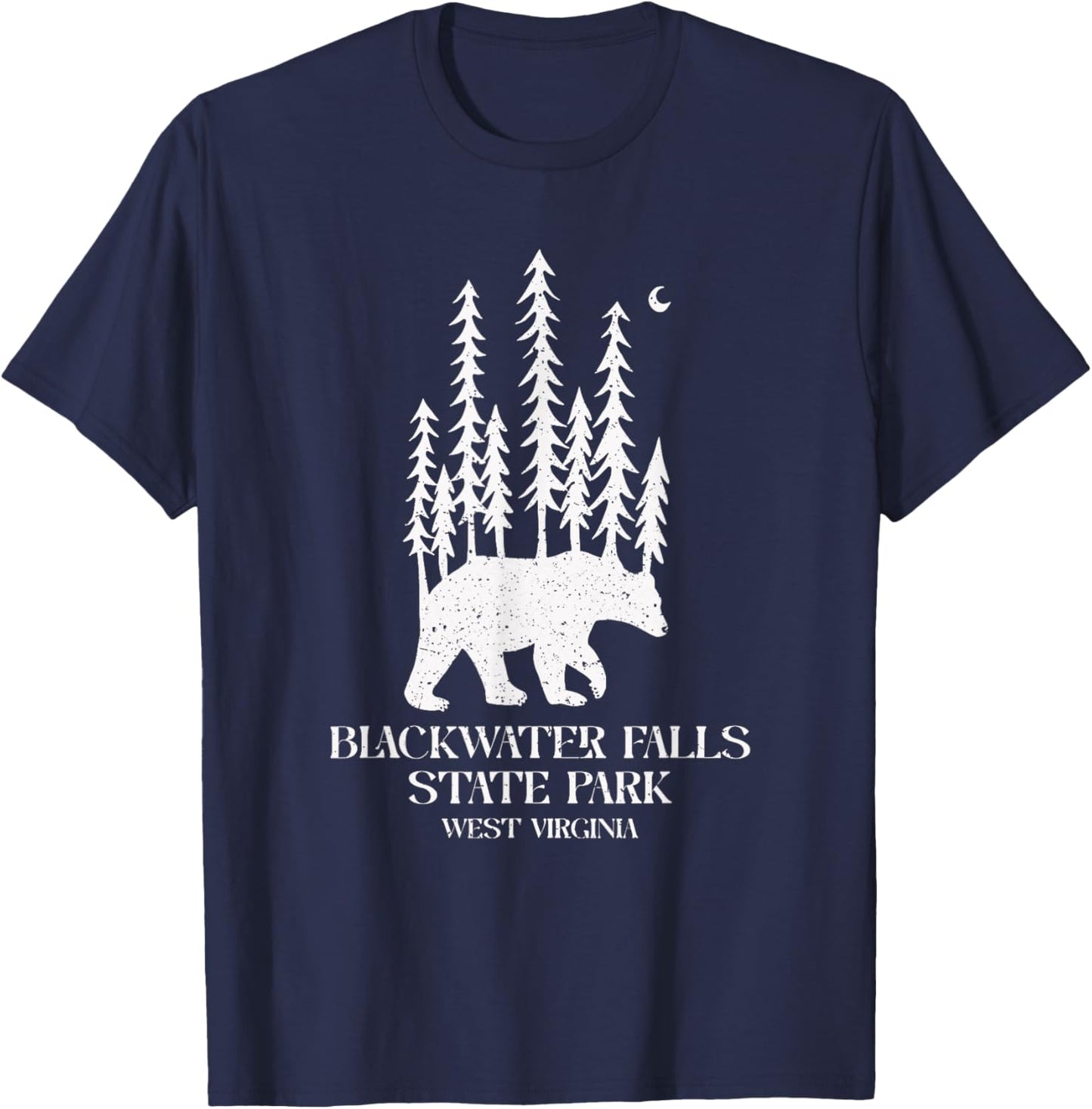 Pine Trees On A Bear Vintage Blackwater Falls West Virginia T-Shirt - T-Shirt | Navy