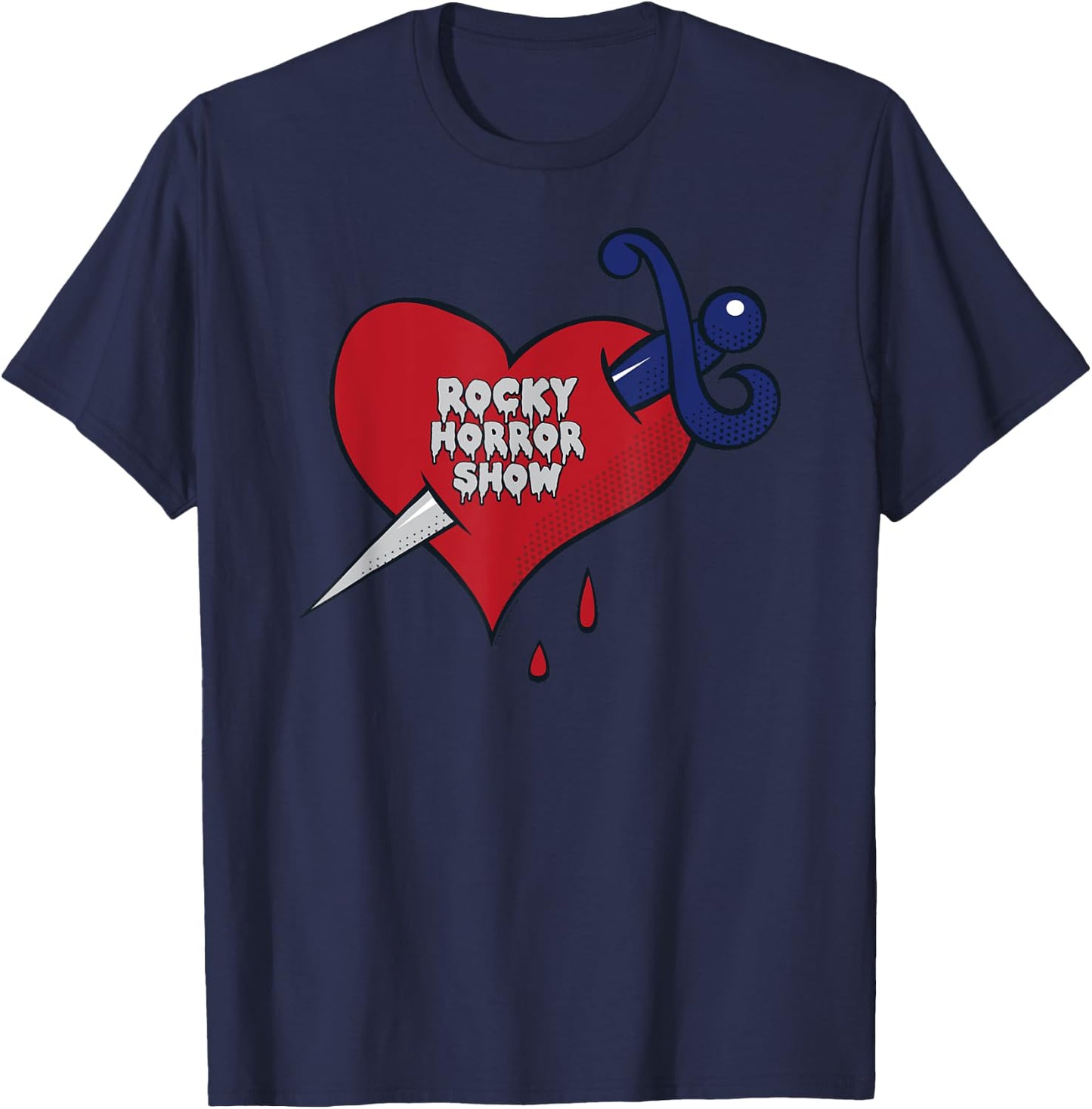 Rocky Horror Show Bleeding Heart Logo Tattoo T-Shirt - T-Shirt | Navy
