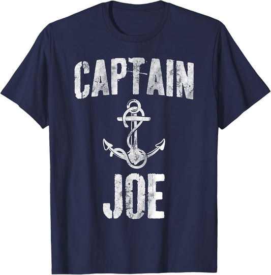 Funny Personalized Boating Shirt First Name Captain Joe T-Shirt - T-Shirt | Navy