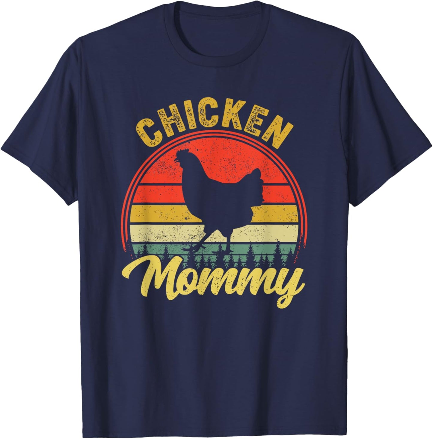 Chicken Mommy Retro 70s 80s Funny Chicken Mom Mothers Day T-Shirt - T-Shirt | Navy