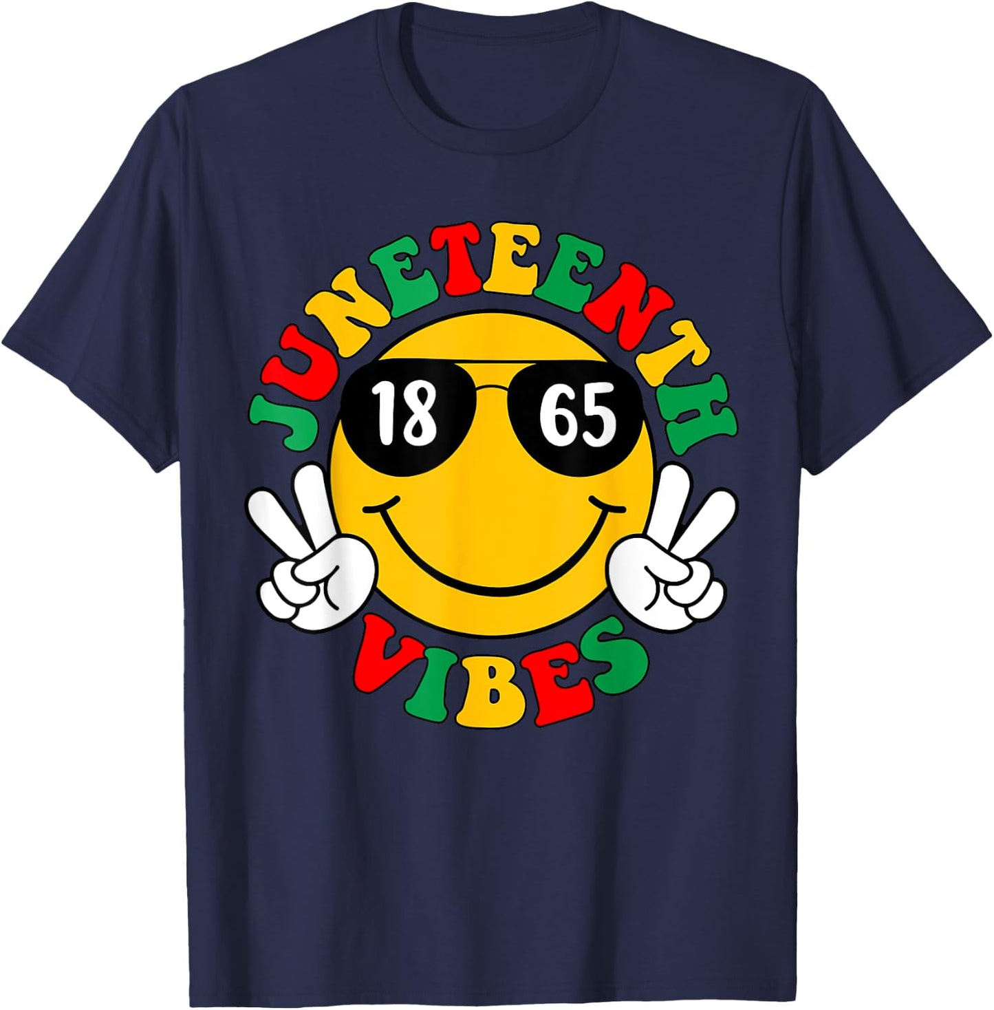 Juneteenth 1865 Celebrate Black Pride Freedom African Retro T-Shirt - T-Shirt | Navy