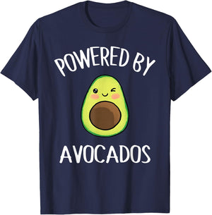 Powered By Avocados Funny Avocado Vegan Fruit Lovers Outfit T-Shirt - T-Shirt | Navy