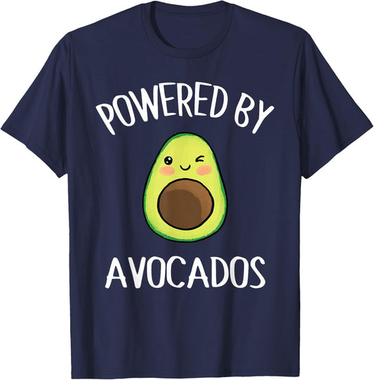 Powered By Avocados Funny Avocado Vegan Fruit Lovers Outfit T-Shirt - T-Shirt | Navy
