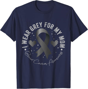 I Wear Grey For My Mom Brain Cancer Awareness T-Shirt - T-Shirt | Navy