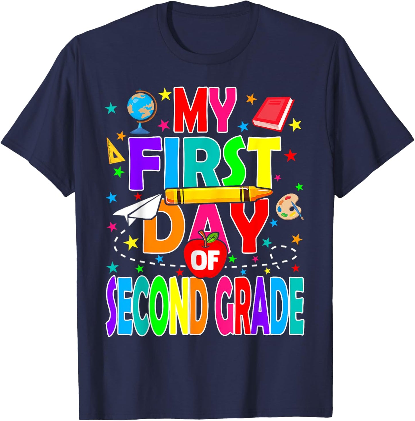My First Day of Second Grade Back to School Boys Kids T-Shirt - T-Shirt | Navy
