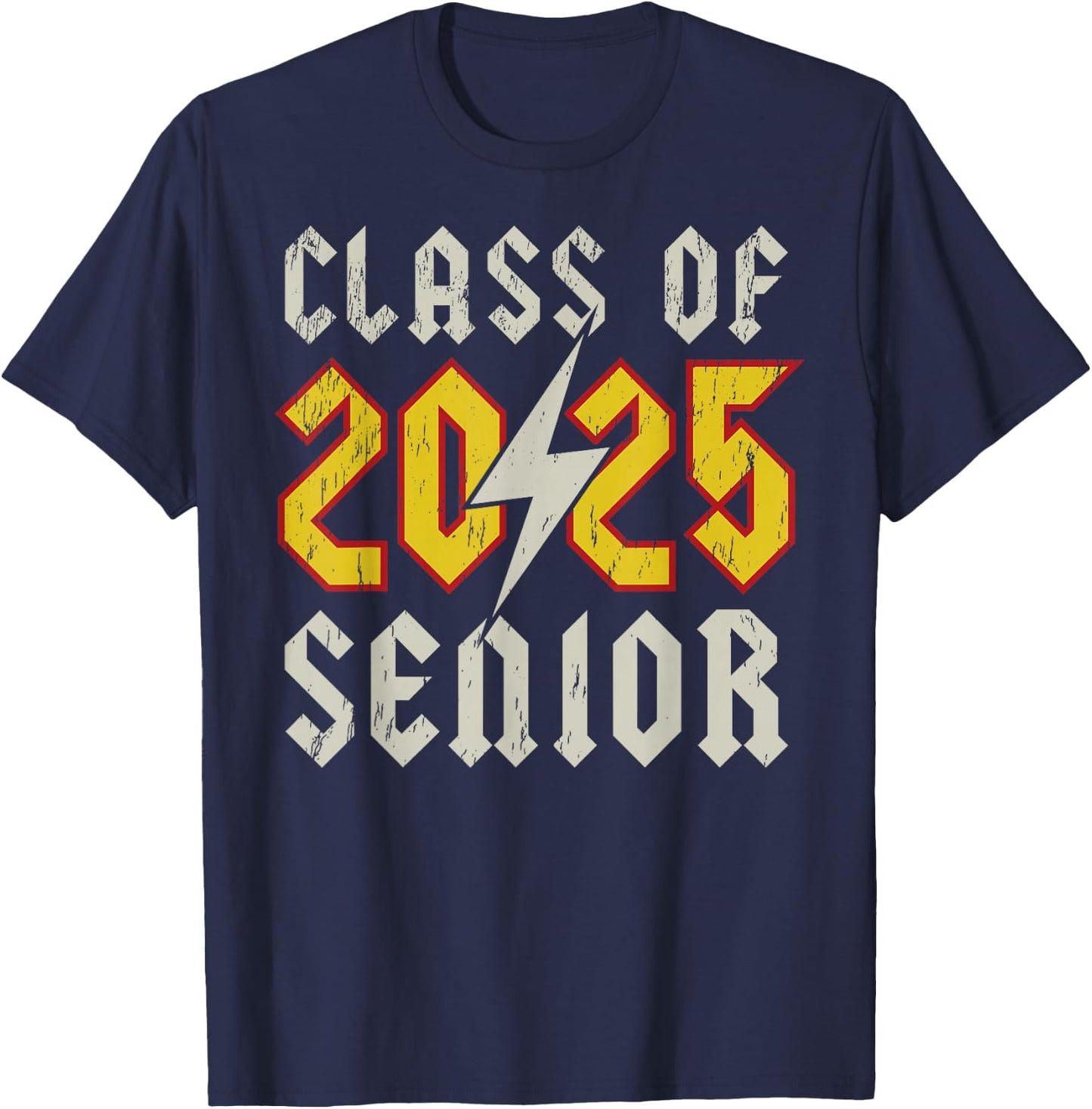 Class of 2025 Senior Rock N Roll Back To School Music Lover T-Shirt - T-Shirt | Navy